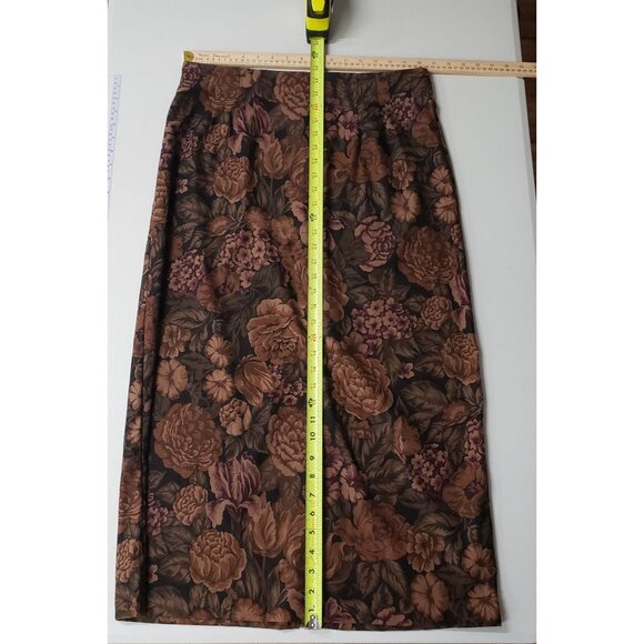 Briggs New York Vintage 90s Floral Midi Skirt Size 14 Dark Academia Cottagecore - Picture 3 of 5
